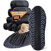 X-Large 100 Pcs Shoe Covers Disposable Non-Slip,Shoe Covers for Indoors Reusable,Slip-resistant, Durable, Breathable, Non-Woven Booties for Shoes Covers,Stretchable Fits Up To13 US Men,Black