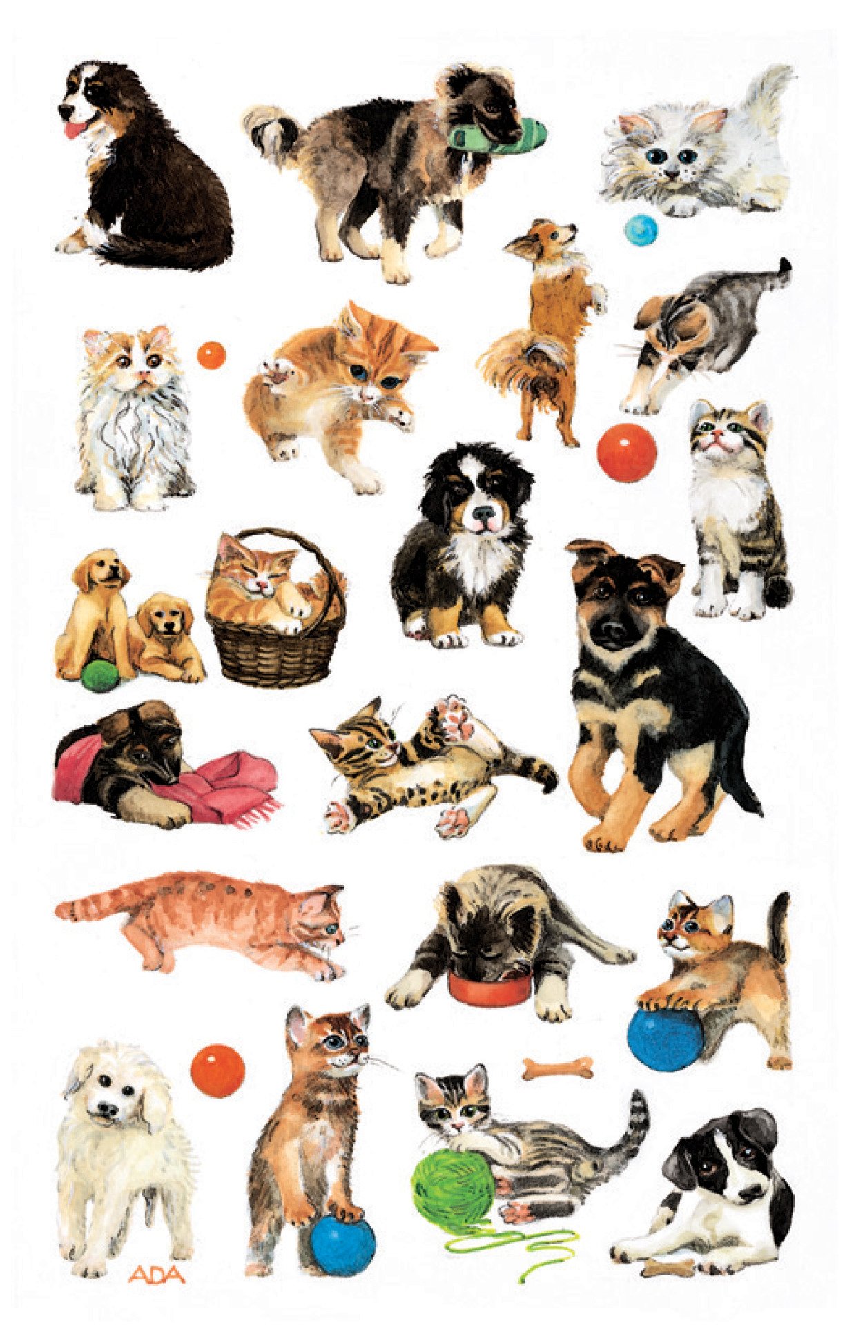 Avery Zweckform 53198 Children Sticker, 63 Paper Material Hunde + Katzen