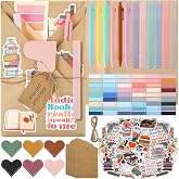 Skyygemm 6 Set Blind Date with a Book Gift Box Kit for Book Lovers Readers | Leather Bookmarks, Kraft Tags, Pens, Stickers Included, Book Date Kit for Readers Club Back to School Mystery Gift, No Books
