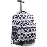 J World Sunrise Rolling Backpack. Roller Bag with Wheels, Heart Dot