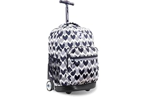 J WORLD NEW YORK J World Sunrise Rolling Backpack. Roller Bag with Wheels, Heart Dot