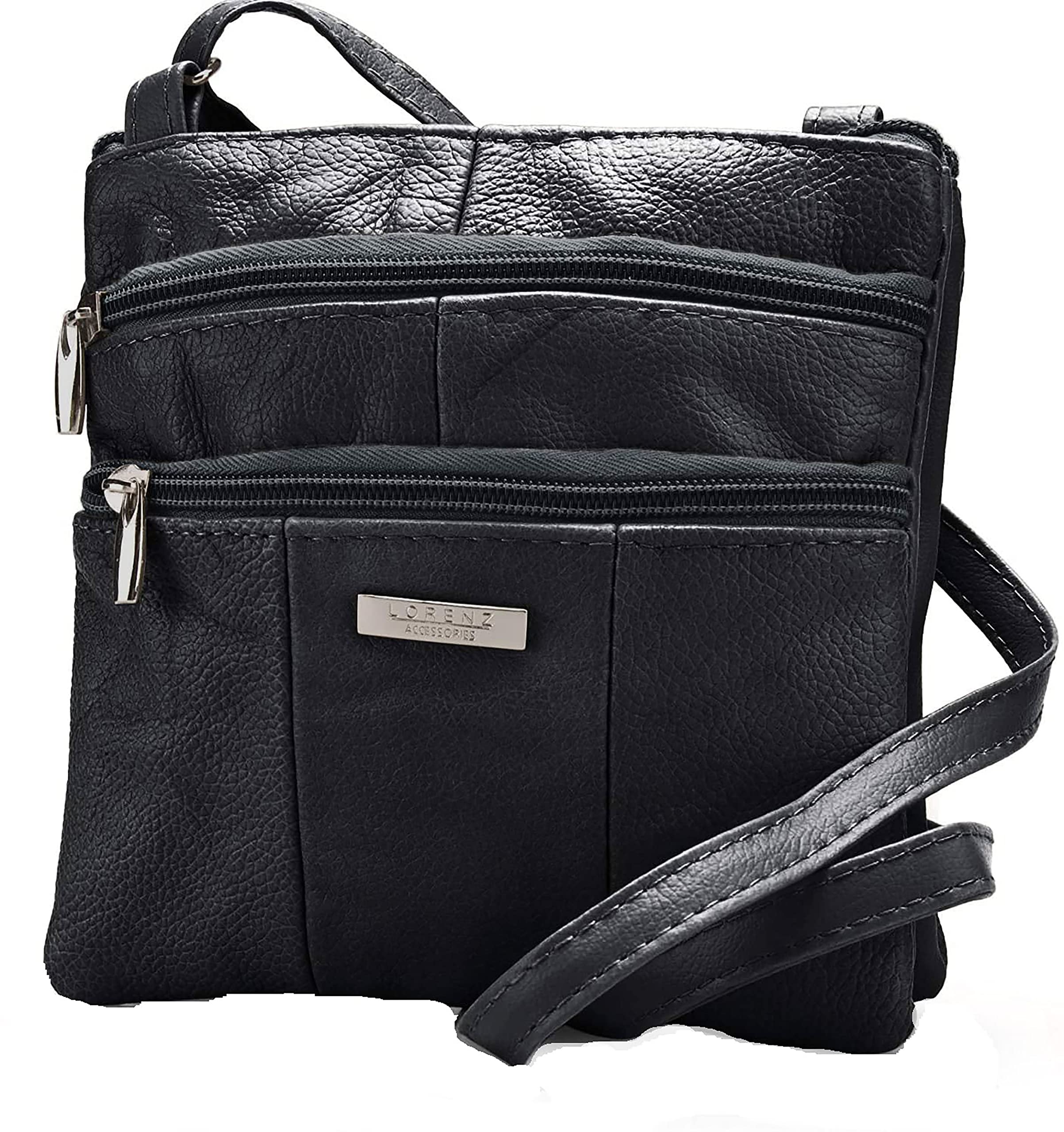 Lorenz Ladies Small Genuine Soft Leather Cross Body / Shoulder Bag (1) # 1941 - Black