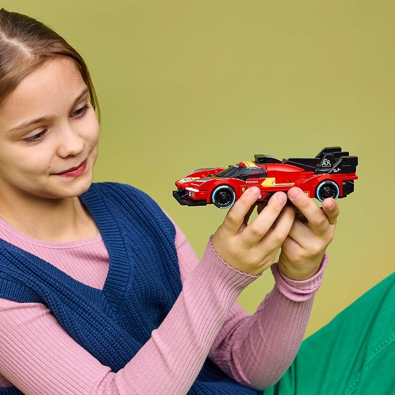 Speed Champions Ferrari 499P - Rennwagen Spielzeug - Mint Modellbau mit Fahrer Minifigur zum Sammeln - Motorsport Geschenk für Jungen ab 9 Jahren und Fans - 77261 — Foto 8 von 8