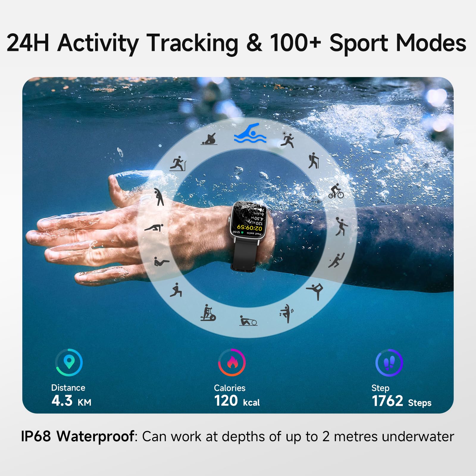 Smart Watch for Men Women, 1.85