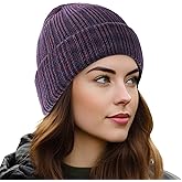 OUTDOOR SHAPING Fleece Lined Knit Cuffed Beanie Winter Hats for Women Men Soft Ski Skull Cap