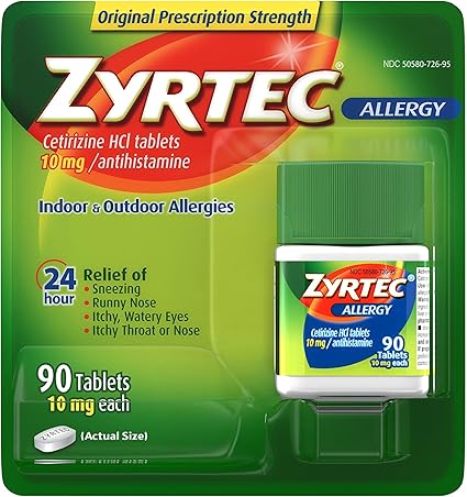 Amazon Com Zyrtec 24 Hour Allergy Relief Tablets Antihistamine Indoor Outdoor Allergy Medicine With 10 Mg Cetirizine Hcl 90 Ct Pack Of 3 Health Personal Care Amazon Com Zyrtec 24 Hour Allergy Relief Tablets Antihistamine Indoor Outdoor Allergy Medicine With 10 Mg Cetirizine Hcl 90 Ct Pack Of 3 Health Personal Care