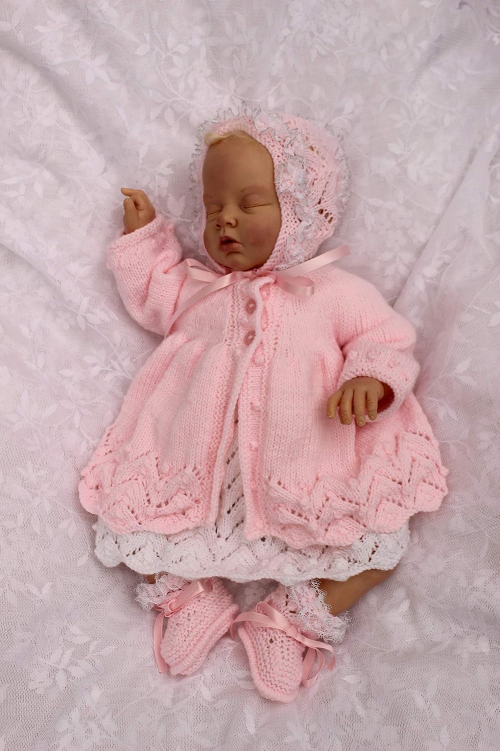 Knitting Pattern for Babies Matinee Jacket Dress, Bonnet and Bootees, Baby Jacket Knitting Pattern in DK - Image 3