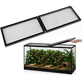 Landhoow 55 Gallon Aquarium Lid with Center Hinge, Fish Tank Screen | Reptile Terrarium Cover, Hinged for Easy Feeding, Mesh Design for Ventilation, Fits Large Enclosures, Prevents Pet Escape