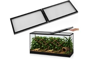 Landhoow 55 Gallon Screen Cover for Hinged Door Pet Reptile Terrarium Screen Cover Large Reptile Terrarium Fish Tank Lid with Center Hinge