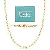 Eterjew 18K Gold Plated and 925 Sterling Silver Paperclip Chain Necklace for Women, 3mm 4mm Women's Chain Necklace, World's Top Craftsmanship Necklace for Women 16 18 20 22 24 26 Inch