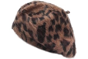 ZLYC Womens Warm French Beret Hat Leopard Print Beret Cap