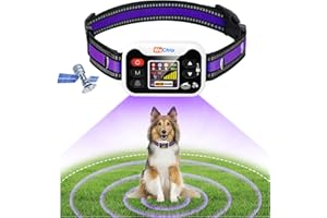 WeChip Wireless GPS Dog Fence Collar - 3 Alerts (0-9 Levels), 25-6560FT Radius (Small Spaces), 122H Rechargeable Battery.Waterproof Shock Collar for Lawns, Farms & Walks. (Purple)