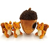 MODERN WAVE - Interactive Squeaky Plush Hide and Seek Squirrel Type Puzzle Toy for Dogs, Medium Size (Acorn and Squirrels)