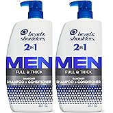Head & Shoulders Anti-Dandruff Shampoo and Conditioner, Full and Thick 2-in-1 Twin Pack, 1% Pyrithione Zinc, Cleans to Restore Fullness to Thinning Hair, 32.1 fl oz Each