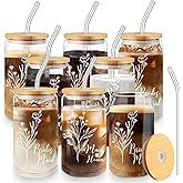 Layhit 8 Pcs Bridesmaid Gifts Bridesmaid Proposal Gifts 16 Oz Cute Can Shaped Drinking Glasses with Bamboo Lids and Glass Straw Iced Coffee Cup Mason Jar Cups for Engagement Wedding Bridal