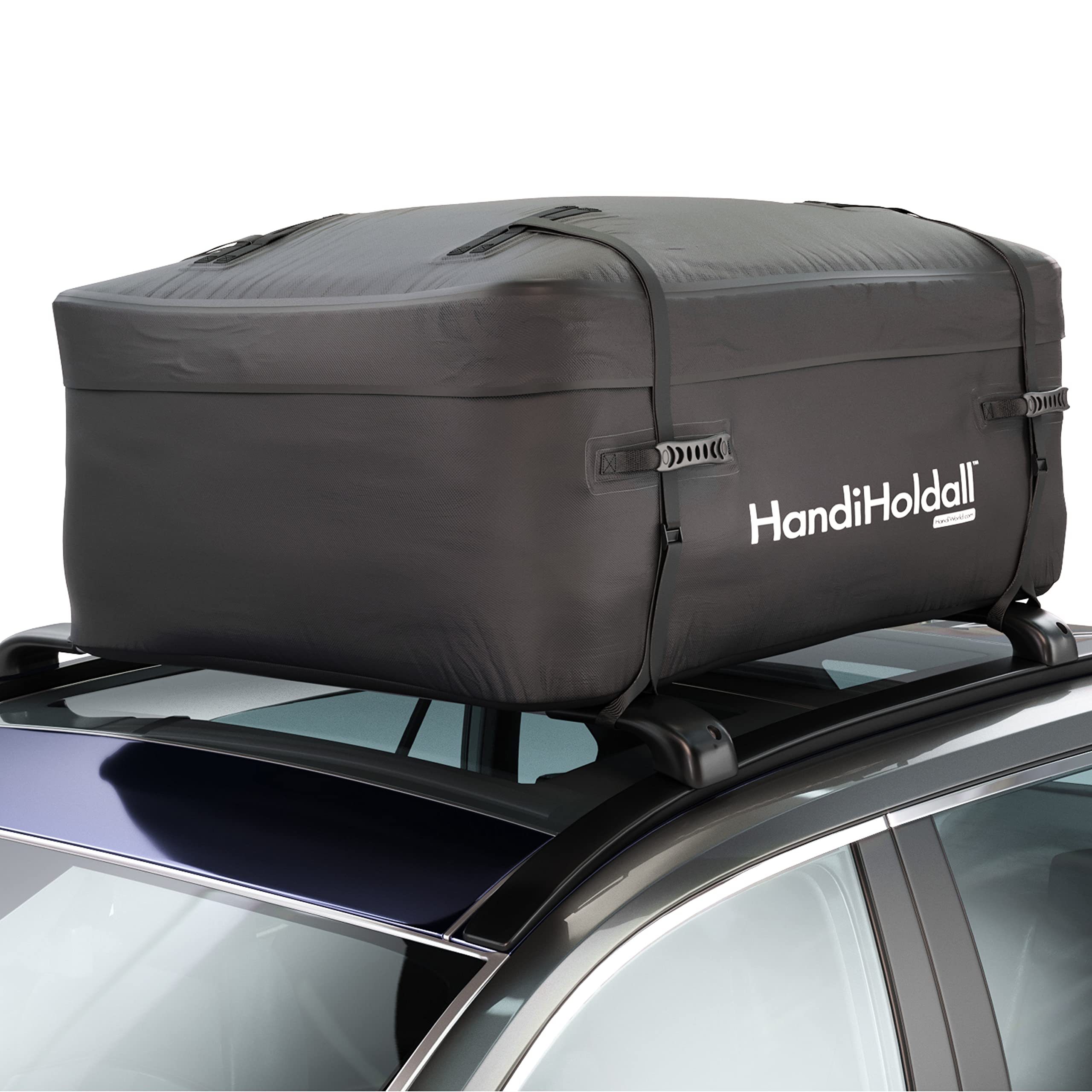 HandiHoldall XL 400L Waterproof Roof Bag / Top Box (Black) – Cargo Carrier with Foldable Solid Base