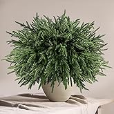 JOICEE 16 Pcs Real Touch Norfolk Pine Branches, 18" Christmas Artificial Green Plants Branch Faux Cedar Stem Fake Greenery Pine Picks for Vase DIY Crafts Garland Wreath Christmas Indoor Outdoor Decor