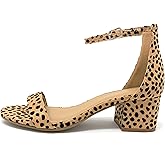 CITYCLASSIFIED Women's Block Open Toe Ankle Strap Heeled Sandals (6, Cheet/Nat)