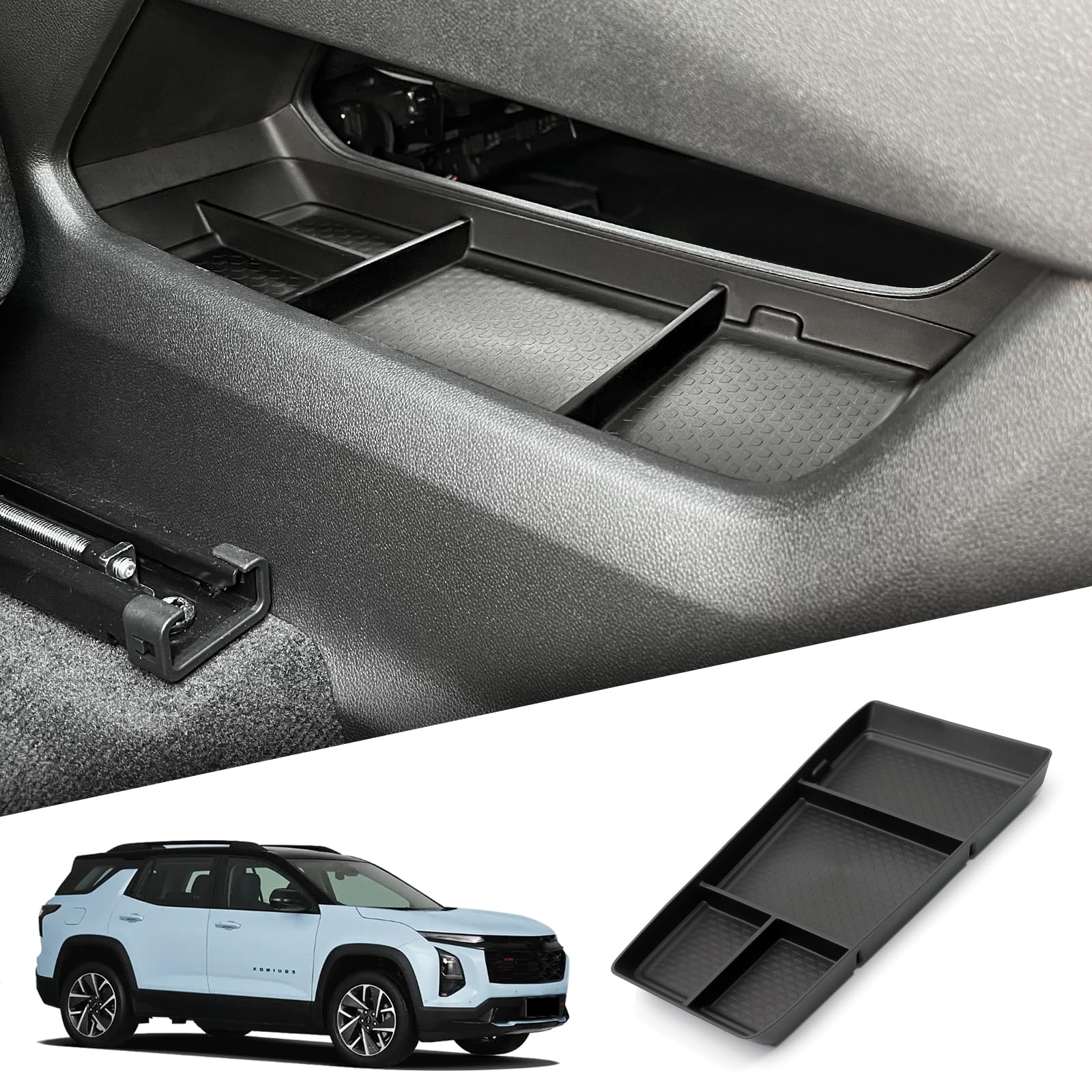 Photo 1 of smabee Lower Center Console Organizer Tray for Chevrolet Chevy Equinox 2025 Accessories Under Center Console Organizer Insert TPE Interior Black (Not Fit Equinox EV)