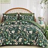 DJY King Comforter Set, Green Botanical Floral Comforter Sets King Size for All Seasons, 7 Pieces Bed in a Bag Lightweight Microfiber Bedding Comforter Set with Sheets Pillowcases & Shams