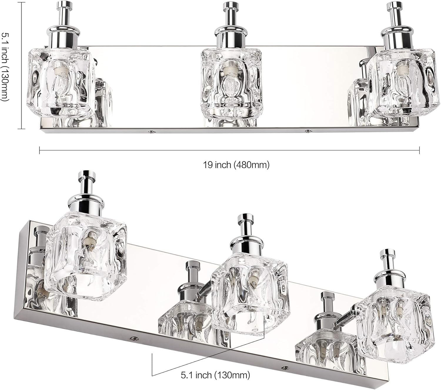 PRESDE Vanity Lights Bathroom Fixture Over Mirror 3 Lights LED Modern Chrome Fixtures Crystal Glass Globe - - 