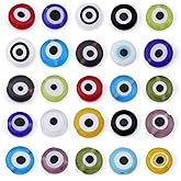 COIRIS 140pcs Multicolor Evil Eye Glass Beads, Handmade Lampwork Evil Eye Charms, 8mm Flat Round Evil Eye Spacer Beads for DIY Jewelry Bracelet Earring Necklace Craft Making(GB-E-Mix)
