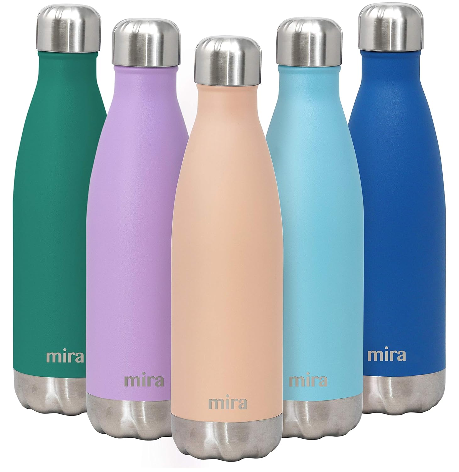 MIRA 17 Oz Stainless Steel Vacuum Insulated Water Bottle | Double Walled Cola Shape Thermos | 24 Hours Cold, 12 Hours Hot | Reusable Metal Water Bottle | Leak-Proof Sports Flask | Peach Blossom
