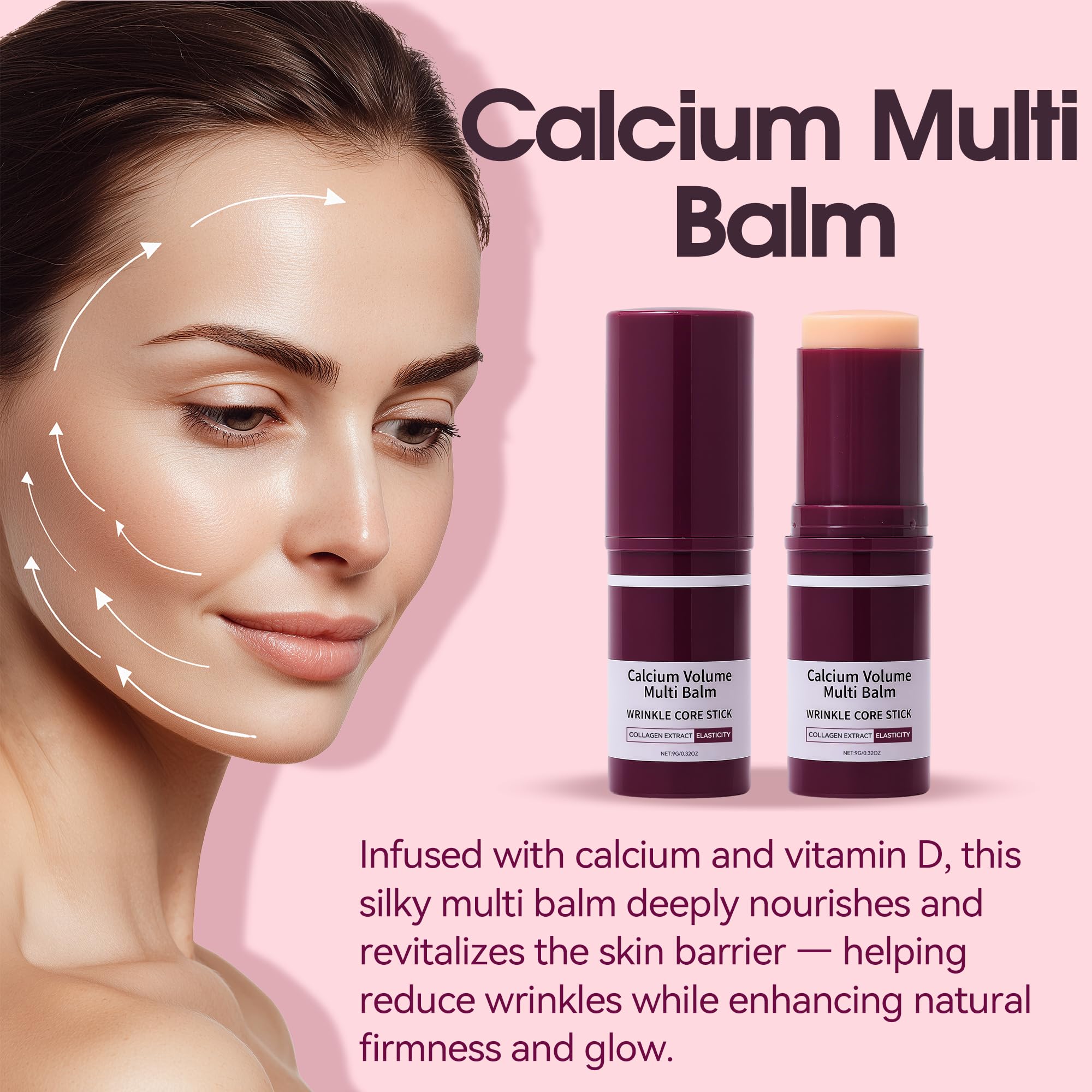 Calcium Multi Balm Stick for Face, Eyes, Lips & Neck – Korean Collagen Moisturizing Balm with Vitamin D & Shea Butter – Firming, Hydrating & Skin Barrier Care Stick for All Skin Types