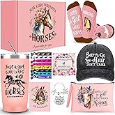 JTAMOHI Horse Lover Gifts for Women Girls, Horse Stuff Cool Gifts for Horse Lovers with 20 Oz Tumbler Baseball Hat Socks Makeup Bag Bracelet Keychain Hair Accessories for Birthday, Christmas Gifts