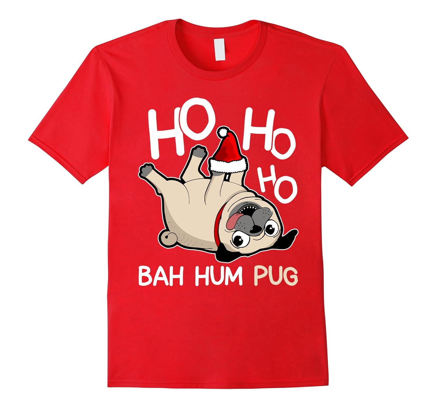 Funny Pug Christmas T-shirt Bah Hum Pug-ANZ