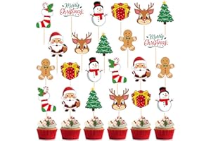 Morcheiong Christmas Cupcake Toppers - 80 Pcs Winter Holiday Party Fruit Cake Decoration Supplies