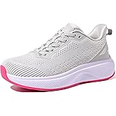 Wondamo Women's Walking Shoes Slip On Comfortable Rebound Running Tennis Shoes Lightweight Breathable Non Slip Supportive Athletic Fashion Sneakers, Light Grey/Purple, 8 US Women