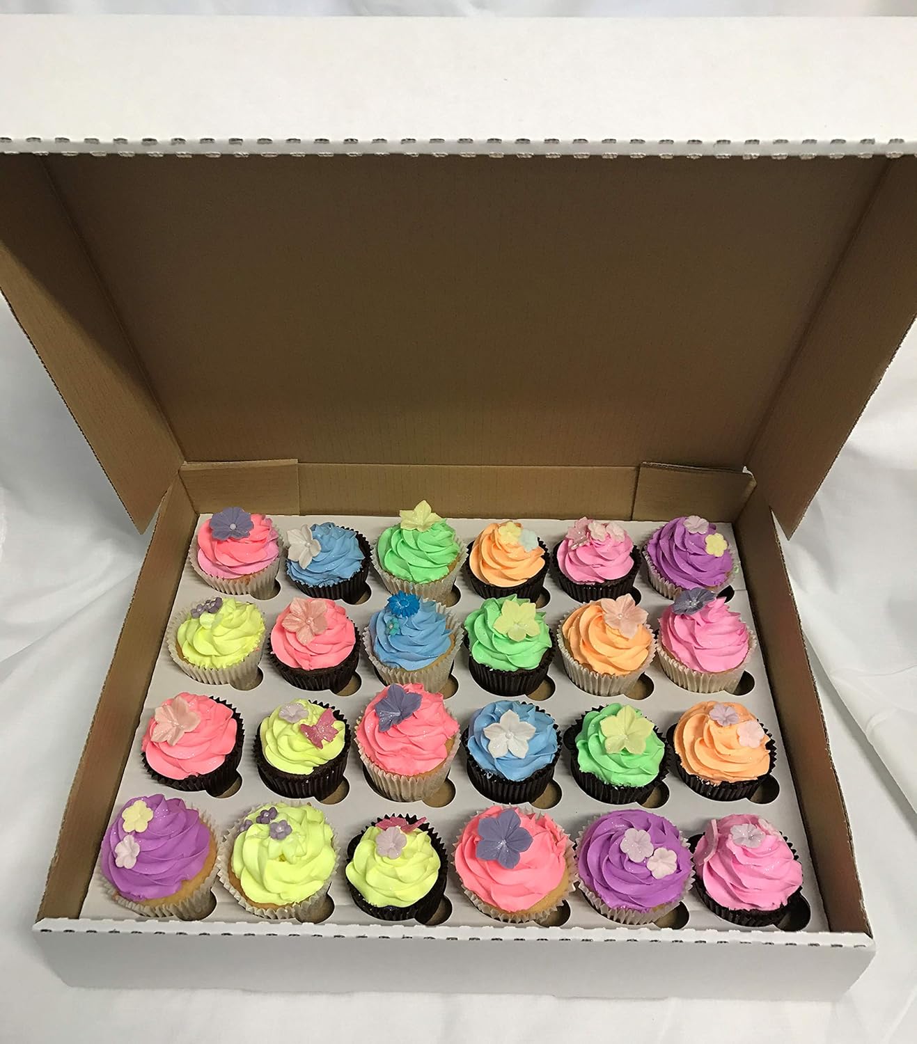 6 x White Cupcake Box with Window and Insert Holds 4 Fairy Cup Cakes