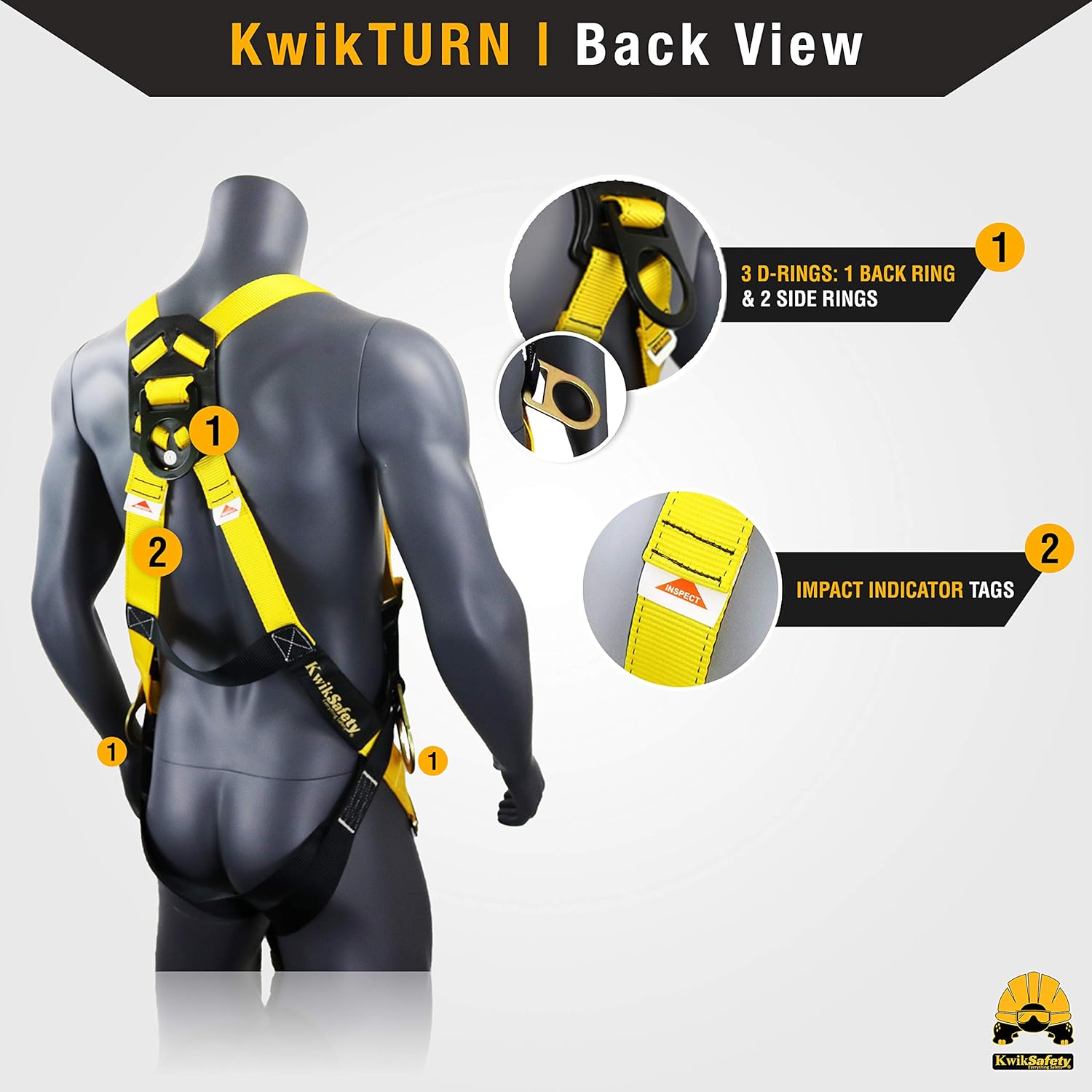 KwikSafety (Charlotte, NC) THUNDER 3D Ring Safety Harness (Pass Through Connectors) OSHA ANSI Industrial Full Body Fall Protection Personal Equipment Construction Carpenter Scaffold Contractor - - 
