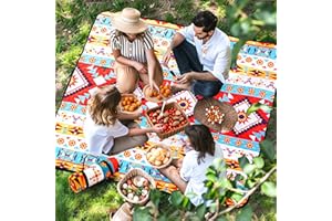 OUTTERRA Picnic Blanket 80''x80'' Extra Large Outdoor Blanket, Waterproof Beach Blankets, Foldable Picnic Mat for Camping, Grass, Park, Travel - FiestaRed
