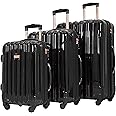 kensie Women's Alma Luggage, Black, 3 Piece Set (28"/24"/20")