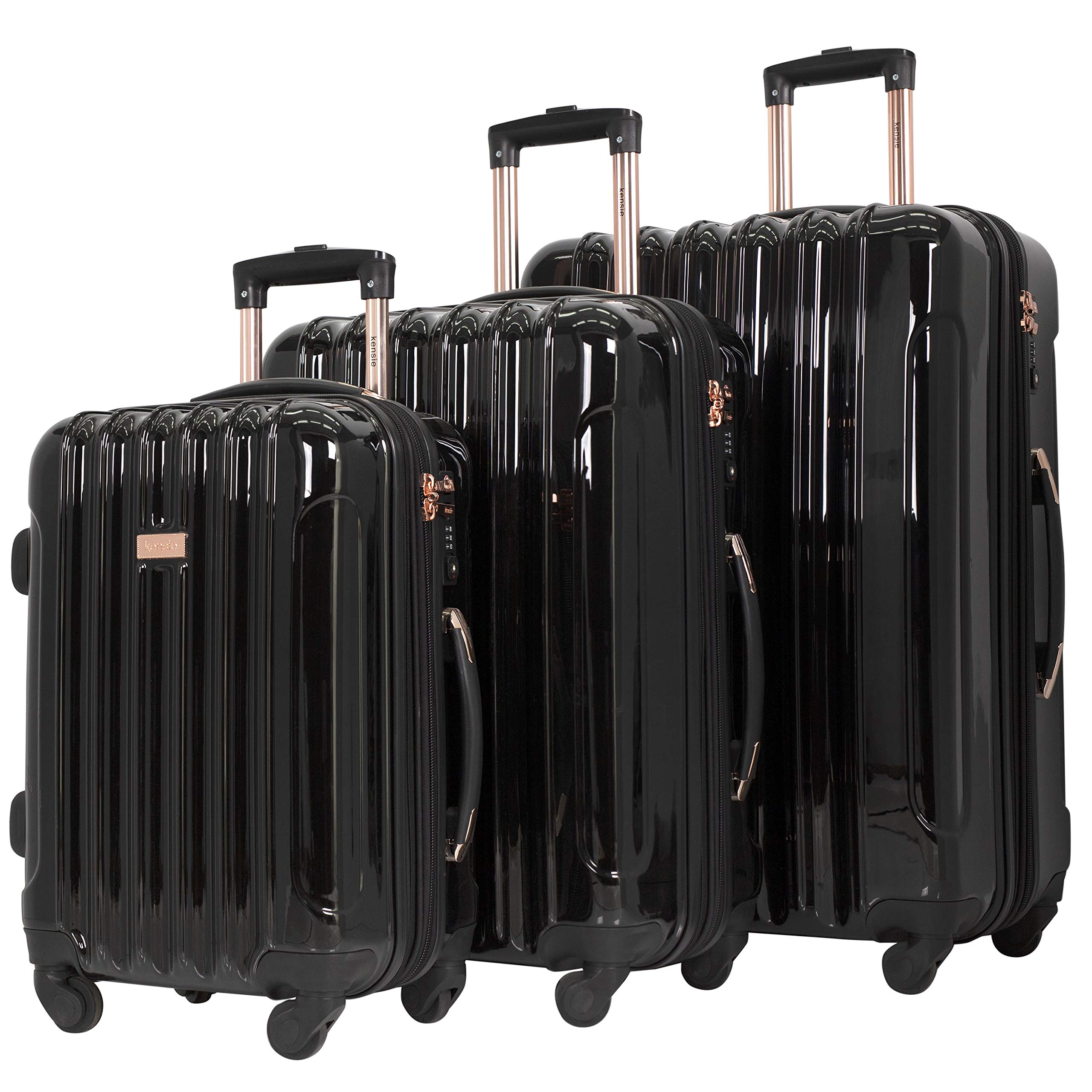 Photo 1 of ****HAS SCRAPES AND DINGS IN IT **FINAL SALE****kensie 3 Piece "Alma" Light Metallic Style TSA-Lock Spinner Luggage Set, Midnight Black Option