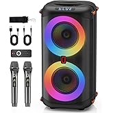 Karaoke Machine with 2 Wireless Microphones, Portable Bluetooth Karaoke Speaker for Adults, Big Party PA System with Dicso Lights & Dual 6.5" Stage Subwoofers for Home Outdoor, Ideal Gifts for All