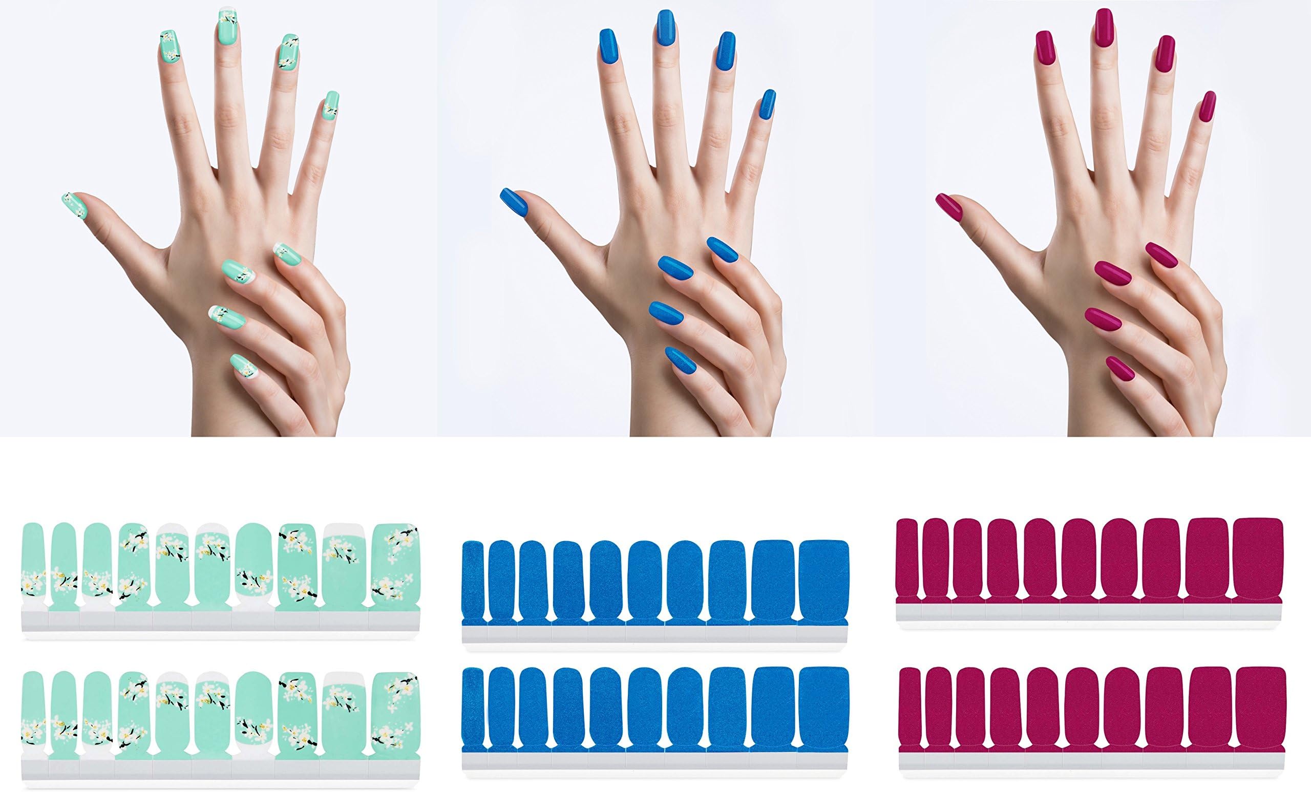 Angel Beauty - Premium Nail Wraps Set- Art Decal, 3 Packs, 60 Nail Stickers, Nail Polish Effect, Gel & Acrylic Free, Remover Free, No Heat Lamp Needed, Long Lasting With Different Size