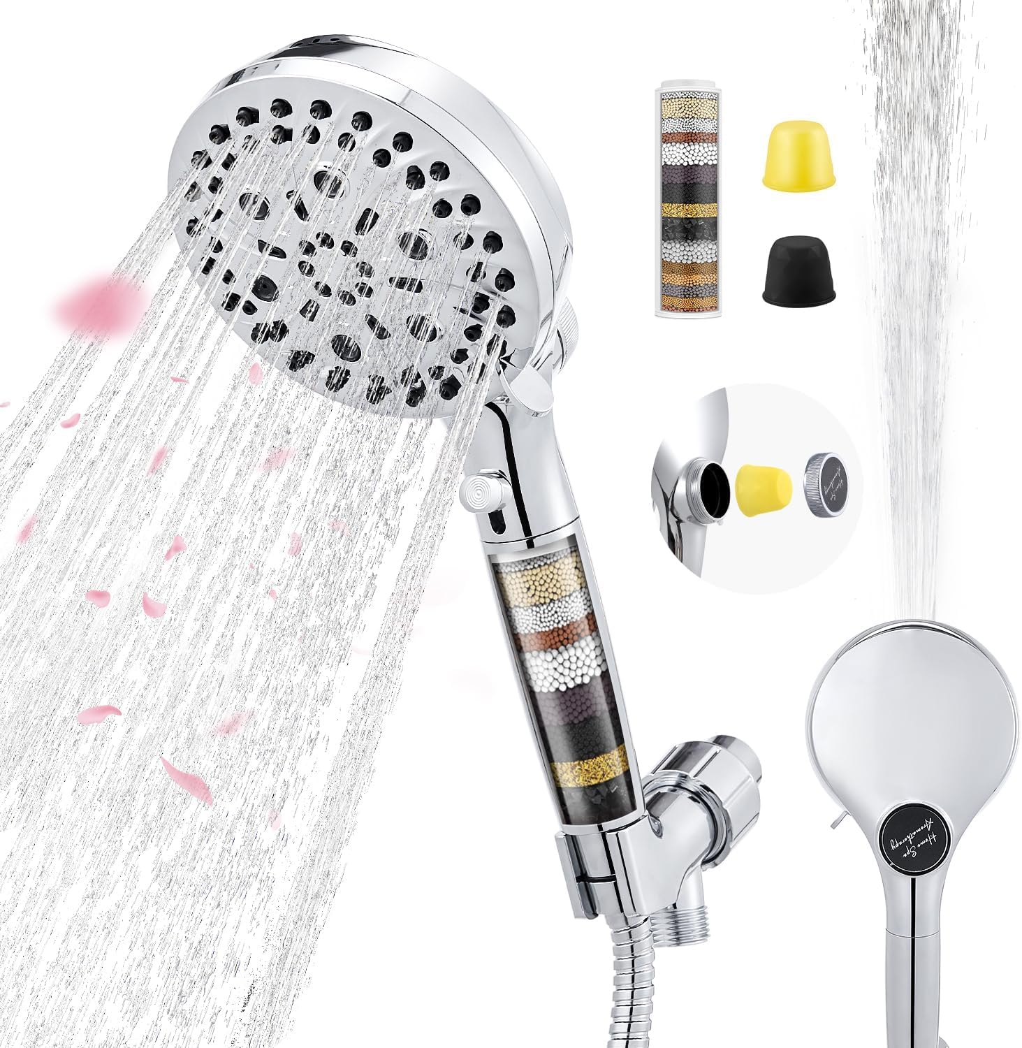 Photo 1 of Filtered Shower Head with Handheld, High Pressure 10 Spray Mode Showerhead, Water Softener Filters Beads for Hard Water - Remove Impurity, with brackets and hoses, Chrome