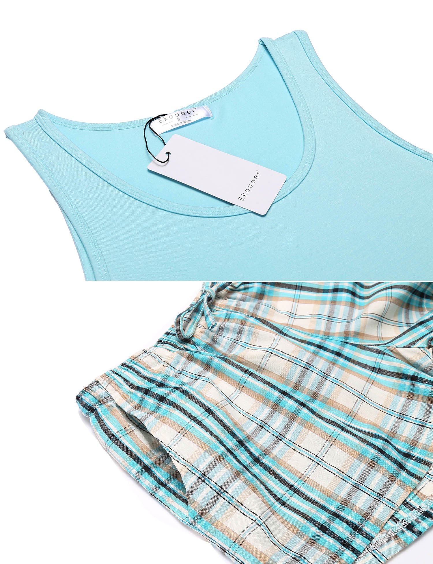 Ekouaer Comfortable Cami Pajama Shorts Set Cotton Sleepwear Two Piece For Women