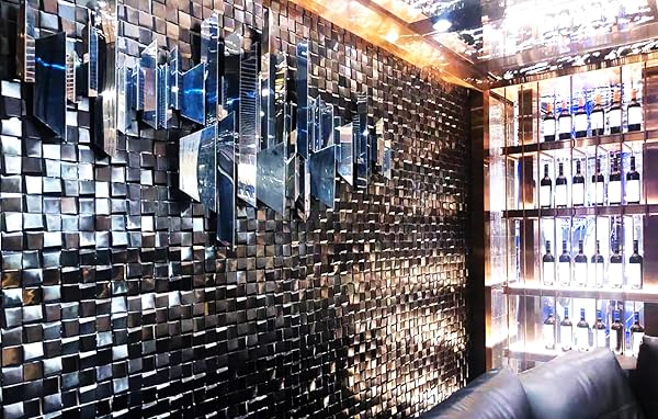 ELEPHANTILE 5 SHEETS BLACK TILES METAL MOSAIC WALL BACKSPLASH TILE 3D WALL PANELS [5 SQ.FEET]