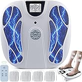 Foot Massager for Neuropathy, Rechargeable FSA EMS Foot Circulation Stimulator with 8 TENS Muscle Stimulation for Relieving Plantar Fasciitis, Swelling and Pain White