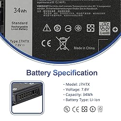 ANTIEE 34Wh J7HTX 7XNTR Laptop Battery for Dell