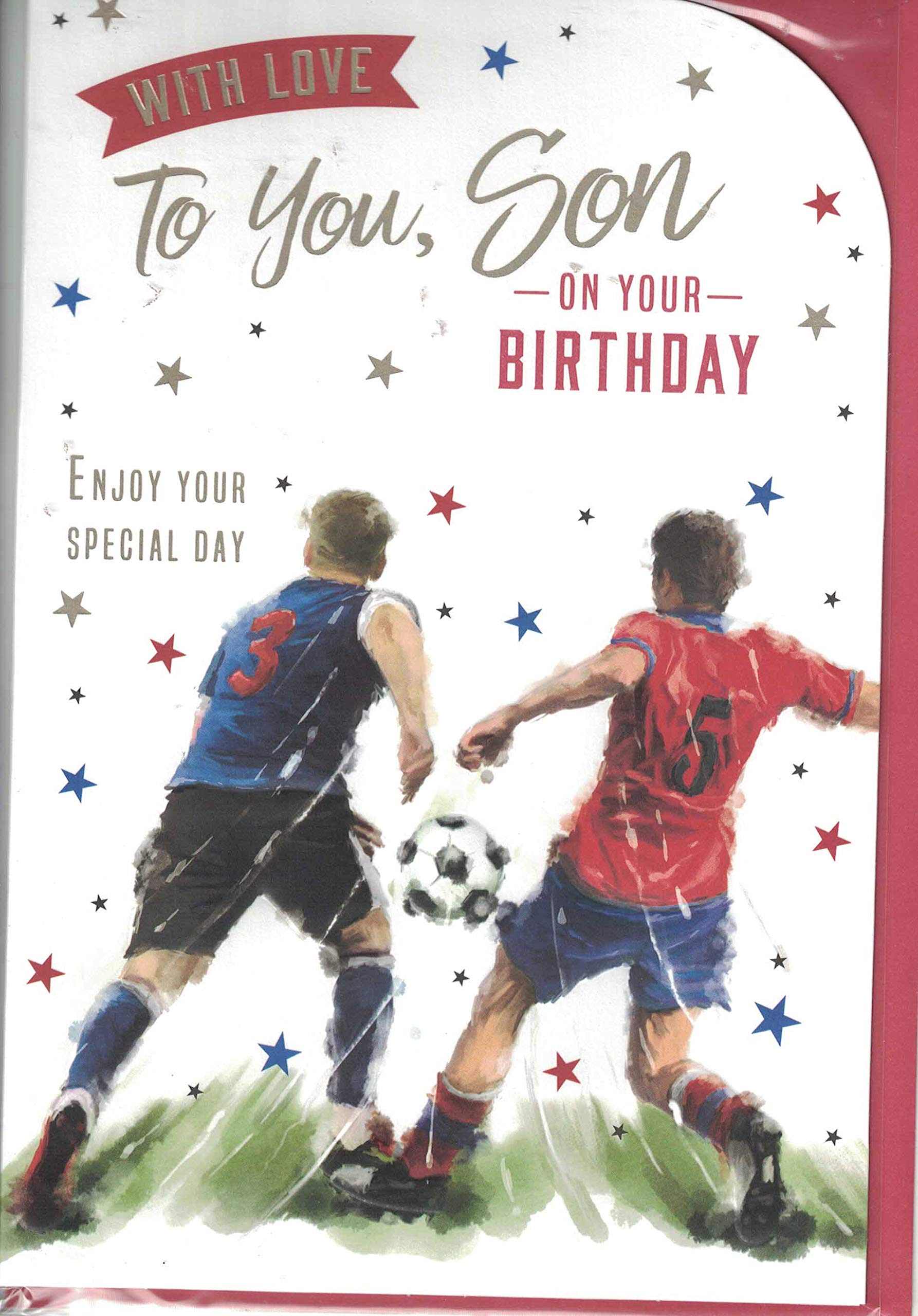 Prelude Son Birthday Card ~ with Love to You Son On Your Birthday ~ Modern Football Themed Medium Card Size 23cm x 16cm