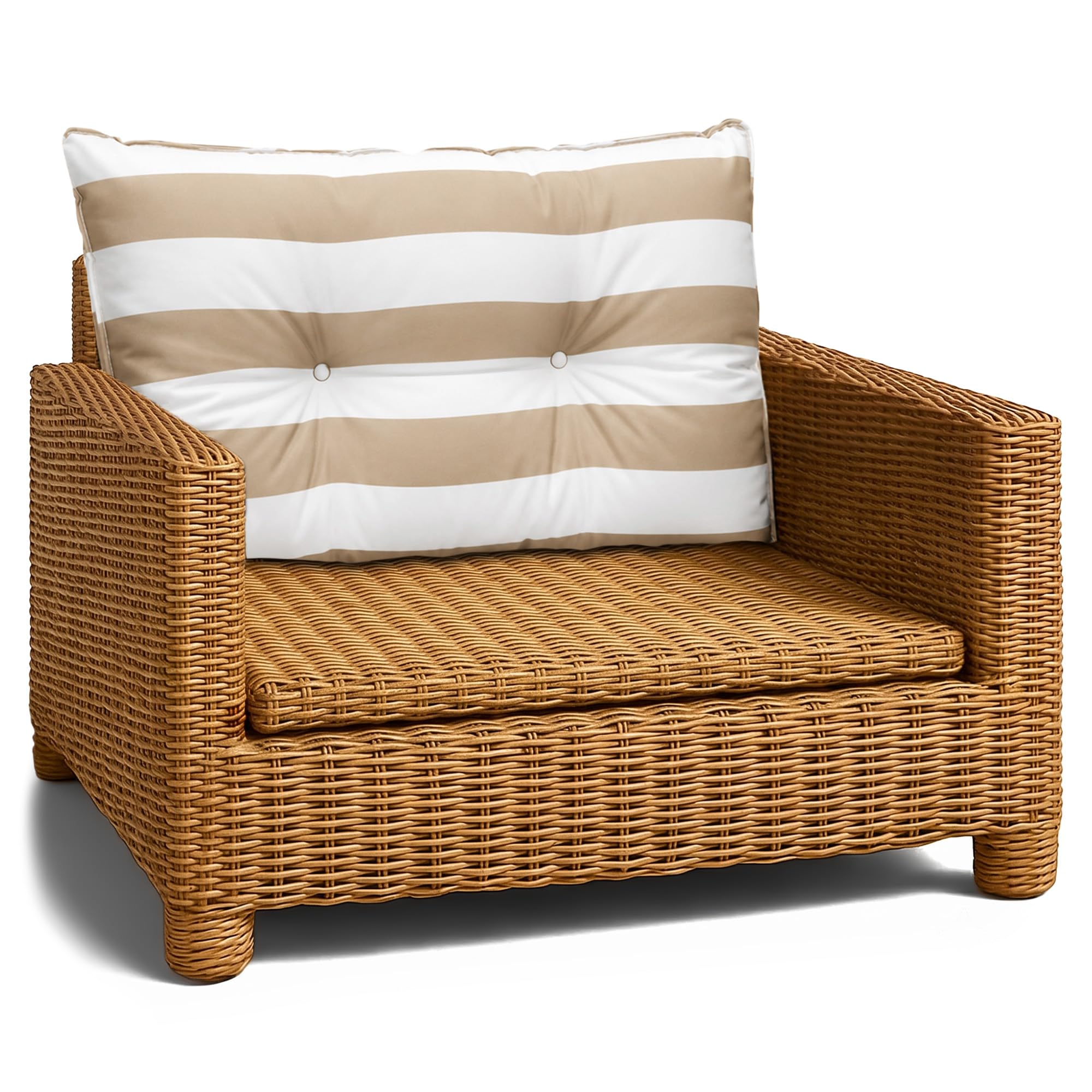 Amazinggirl Polster für Gartenmöbel Rückenkisse 40x60 cm - Lounge Kissen Outdoor Polster Balkon und Gartenmöbel-Kissen Loungekissen Gartenpolster Auflagen für Rattanmöbel Weiß-beige gestreift