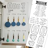 Fssqii Kitchen Unit of Measurement Conversion Chart, Vinyl Measuring Conversion Decals for Cooking Baking, Gallon Quart Pint
