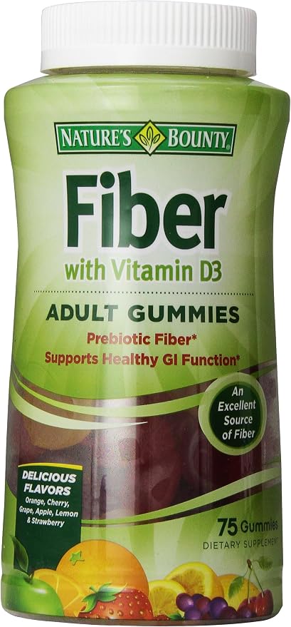 Nature's bounty fiber with d3 1000iu dietary supplement Adult gummies - 75 ct (074312503870)