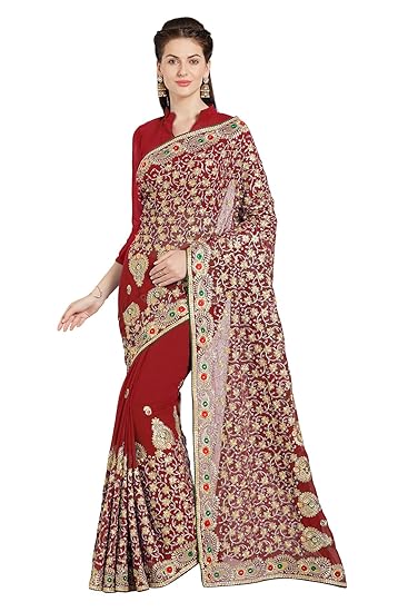 Womens Faux Georgette Bridal Saree
