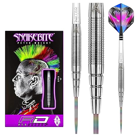 Red Dragon Peter Wright Snakebite PL15: 22g, 24g oder 26g Tungsten Darts mit Flights und Schäfte